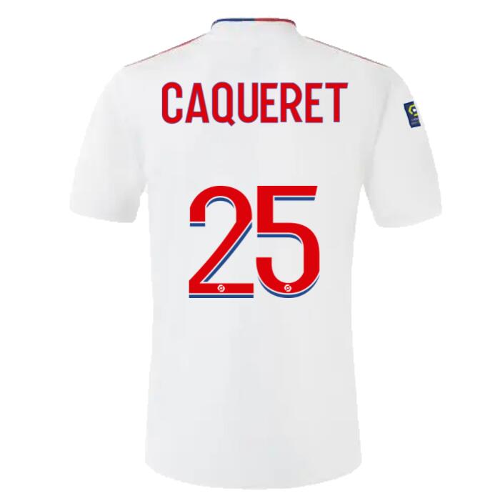 2021/22 Olympique Lyonnais Home Kit Soccer Jersey with CAQUERET 25 printing